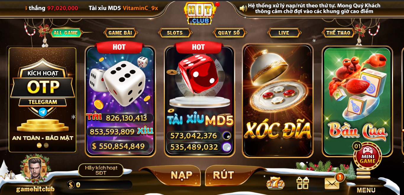 Giao diện Hit Club